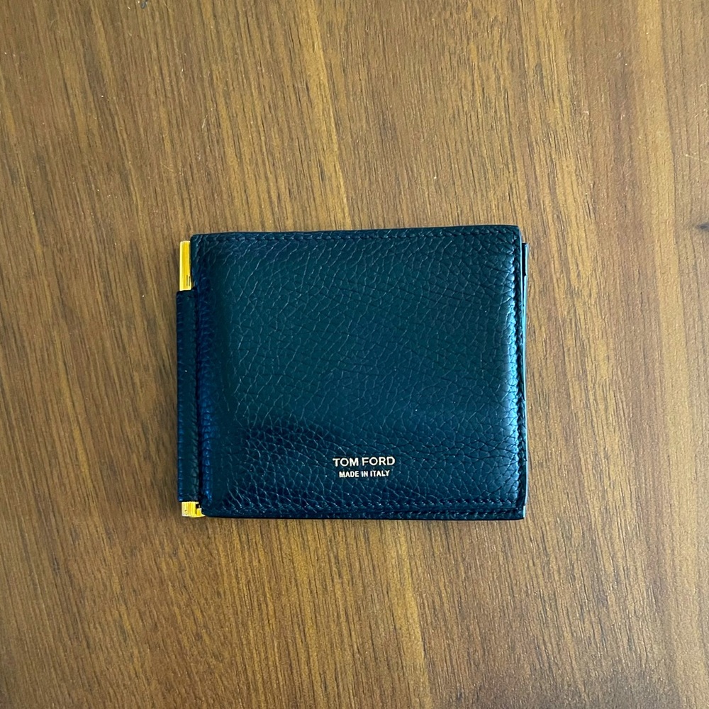 Tom Ford grained leather money clip wallet